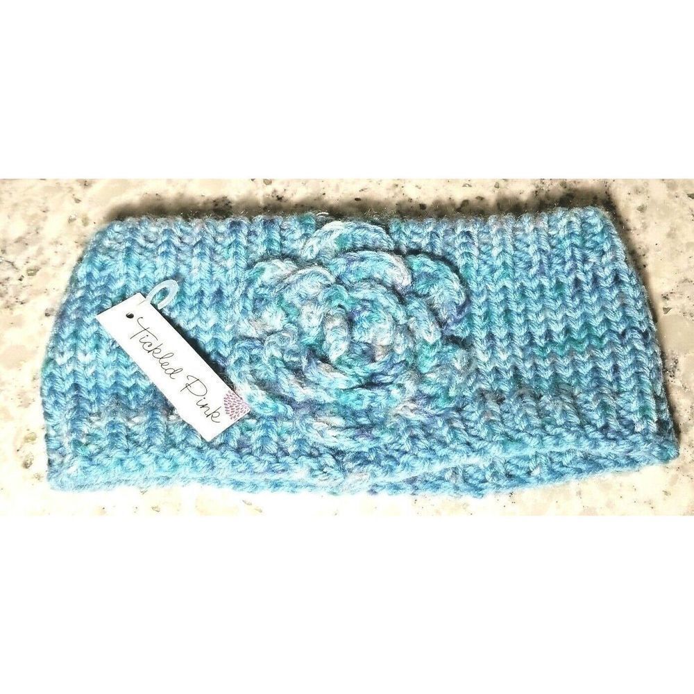 Tickled Pink Tees Headband Blue Multi Knit Flower Girl or Boy‎ Toddler Baby NWT